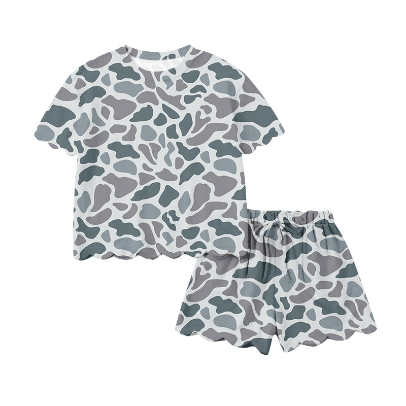Pre-order no moq GSSO3232 adult clothes summer camouflage short sleeve shorts set-26.1.19