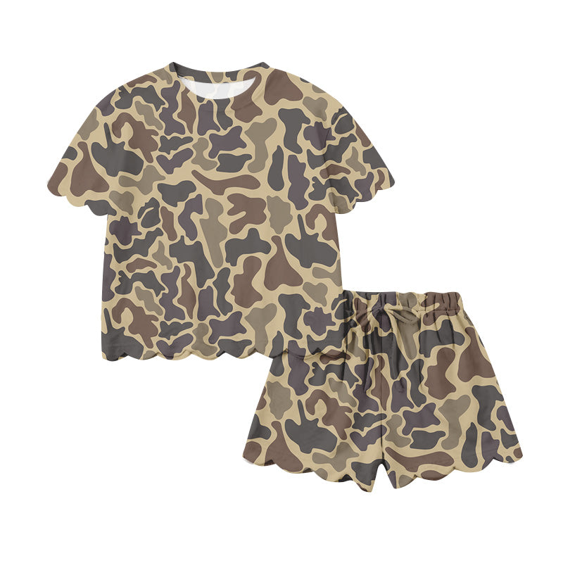 Pre-order no moq GSSO3233 adult clothes summer camouflage short sleeve shorts set-26.1.19