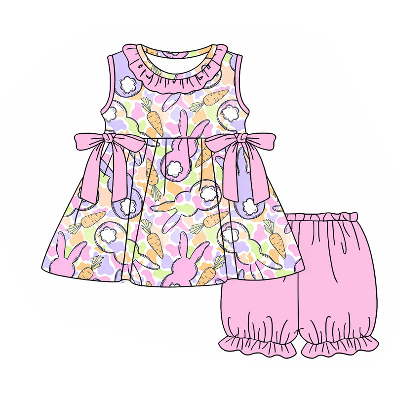 Pre-order no moq GSSO3248 pre-order baby girl clothes bunny sleeveless shorts summer outfit-26.1.19