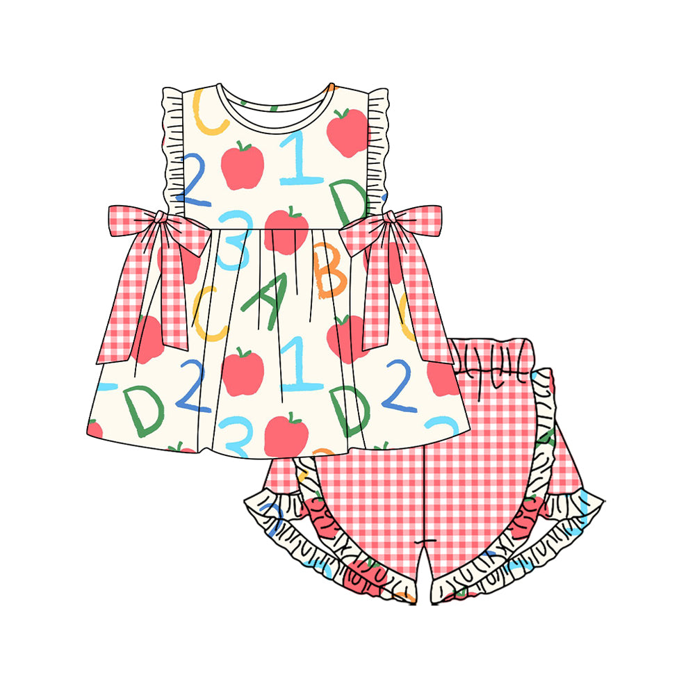 Pre-order no moq GSSO3258 pre-order baby girl clothes ABC apple sleeveless shorts summer outfit-26.1.20