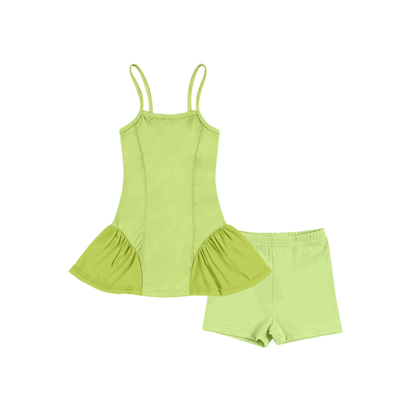 Pre-order no moq GSSO3263 pre-order baby girl clothes yoga green suspender shorts summer outfit-26.1.20
