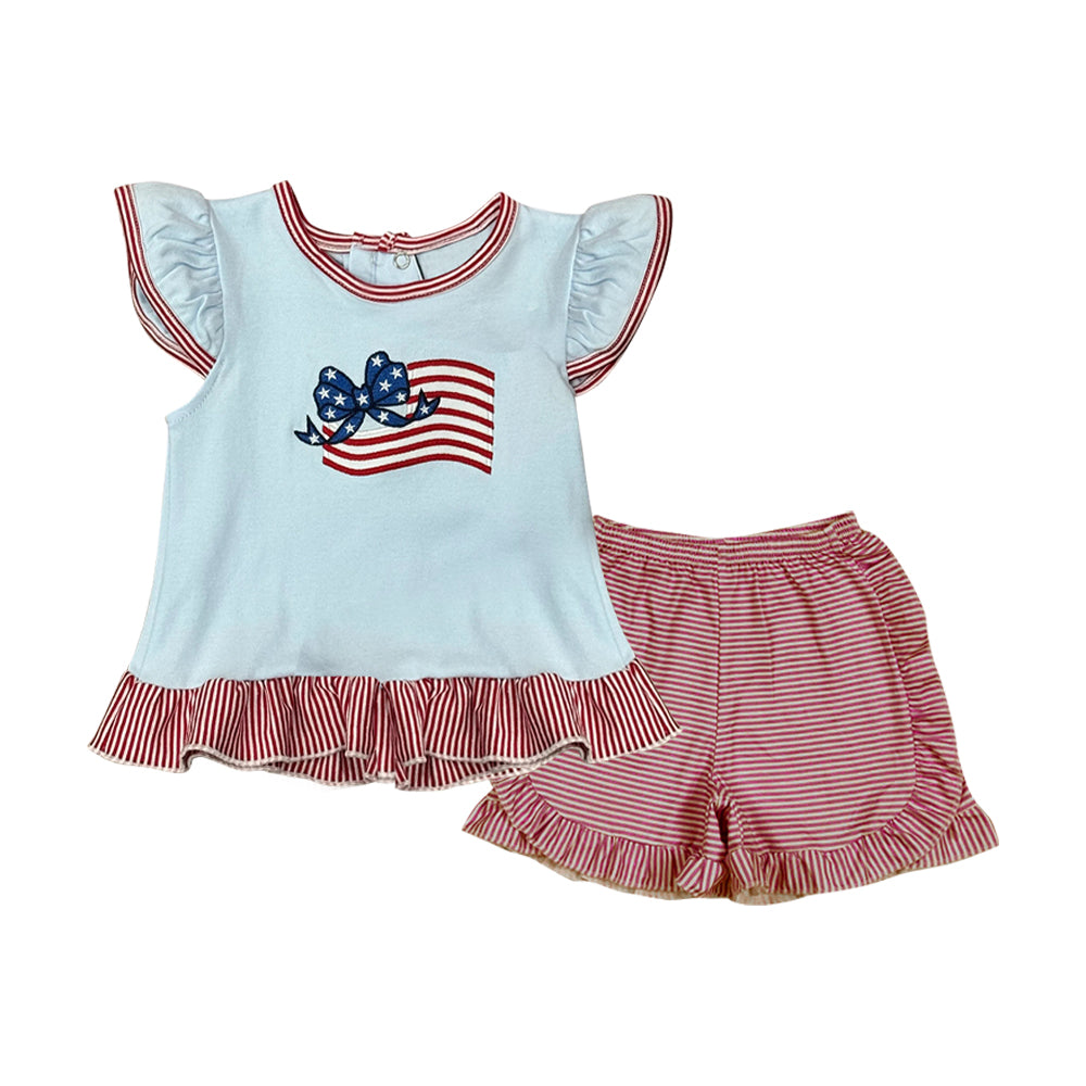Pre-order no moq GSSO3278 pre-order baby girl clothes puppy flag flying sleeve shorts summer outfit-26.1.21