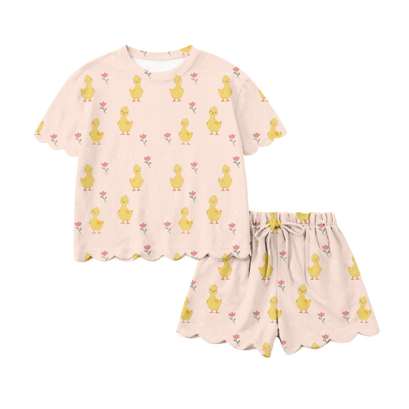 Pre-order no moq GSSO3281 pre-order scallop baby girl clothes short sleeve shorts summer outfit-26.1.22