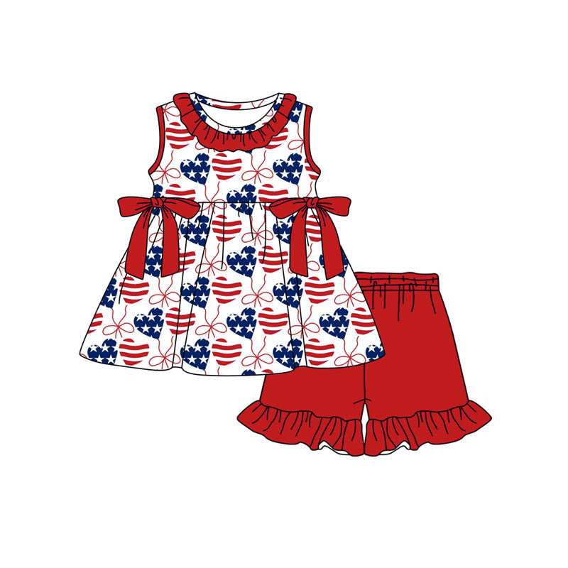 Pre-order no moq GSSO3294 pre-order baby girl clothes bow sleeveless shorts summer outfit-26.1.24