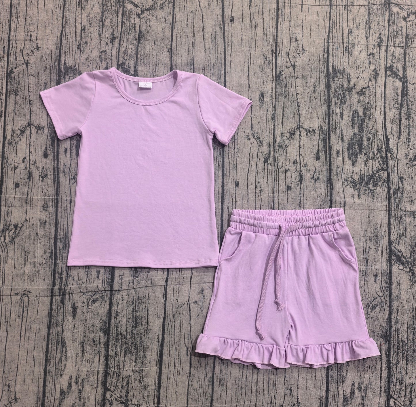GSSO3350 Preorder Sample Baby Girls Short Sleeve Pink Shirt Top Ruffle Short Clothes Set