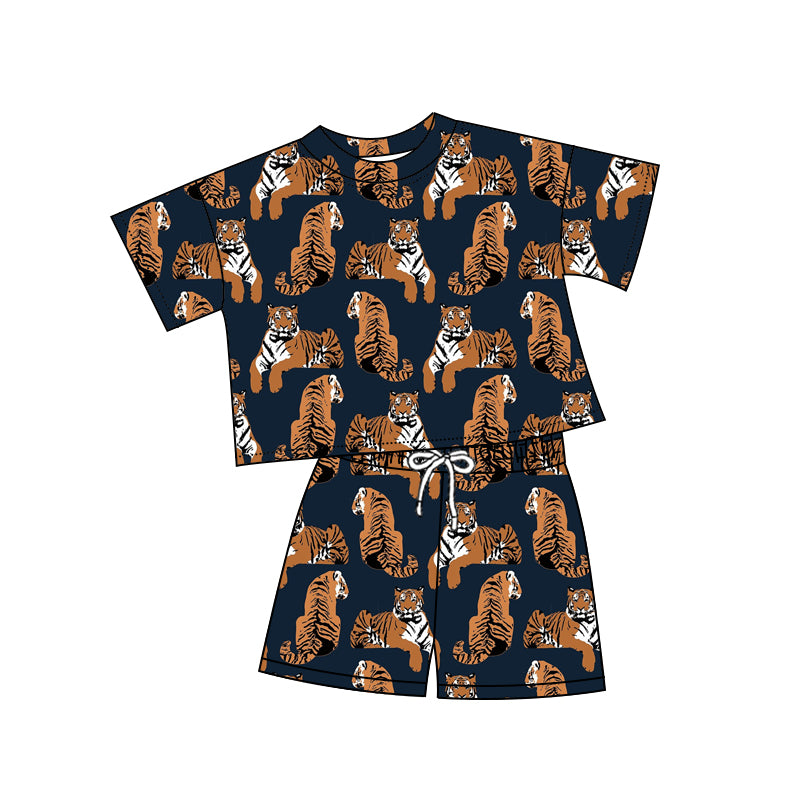 GSSO3381 Preorder Baby Girl Short Sleeve Tigers Top Shorts Clothes Set