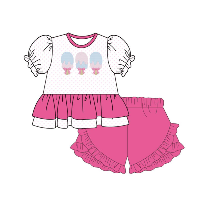 GSSO3502 Preorder Baby Girl Polka Dots Popsicle Tunic Ruffle Short Clothes Sets