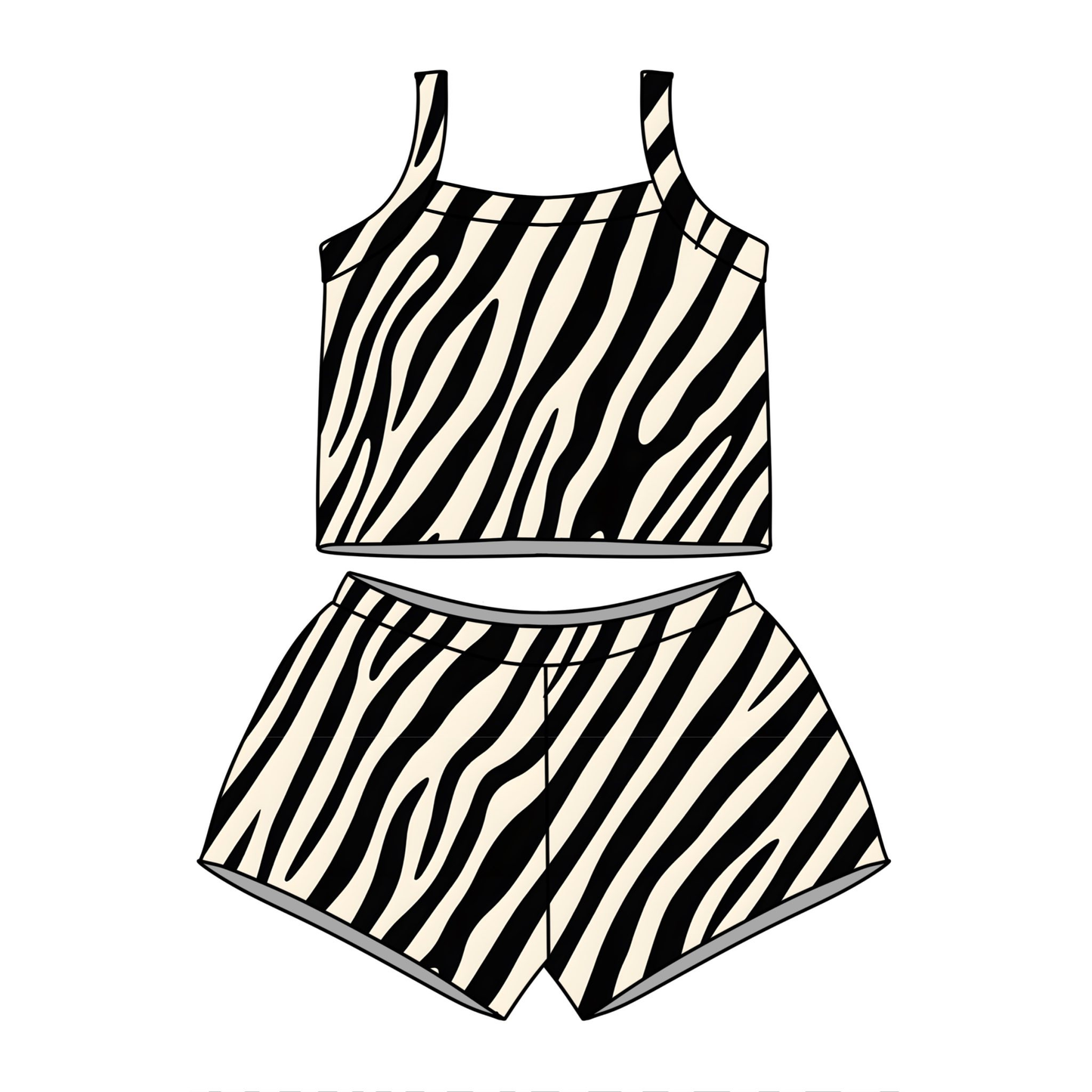 GSSO3508 Preorder Baby Girls Strap Black Stripe Vests Top Short Clothes Sets