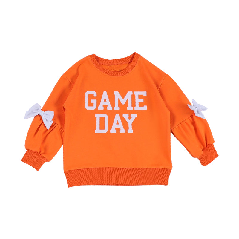 Pre-order no moq GT1585 pre-order baby girl clothes summer GAME DAY orange long sleeve top-26.1.5