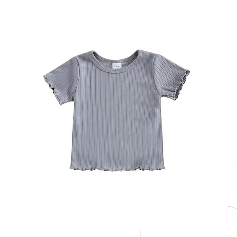 GT1604 Preorder Baby Girl Grey Short Sleeve T-shirts Top