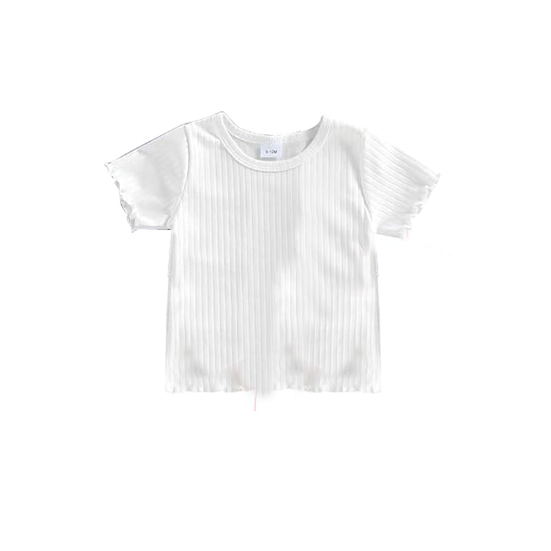 GT1605 Preorder Baby Girl White Short Sleeve T-shirts Top