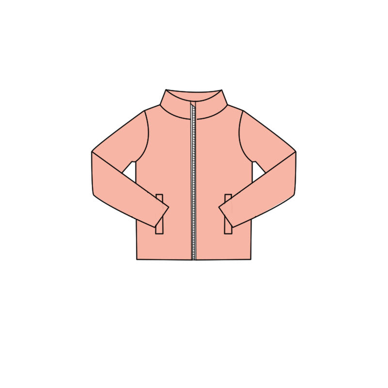 GT1615 Preorder Baby Girl Peach Long Sleeve Zipper Pockets Yoga Active Jackets Top