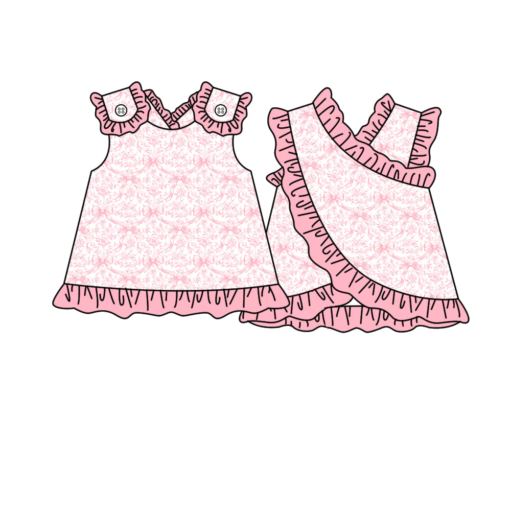 GT1619 Preorder Baby Girls Sleeveless Pink Bows Flowers Tunic Tops