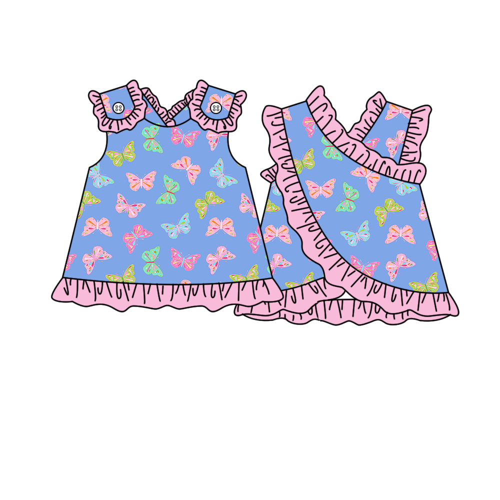 GT1620 Preorder Baby Girls Sleeveless Colorful Butterfly Tunic Tops