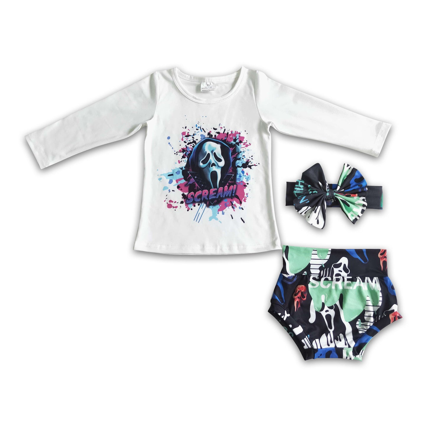 9.1 RTS no moq eta 5-7days LR0031 Halloween ghost face mask long sleeve briefs set