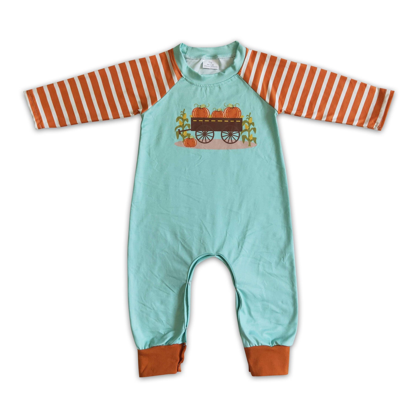 9.1 RTS NO MOQ LR0046 Newborn girls romper pumpkin print long sleeves long pants baby halloween clothing romper