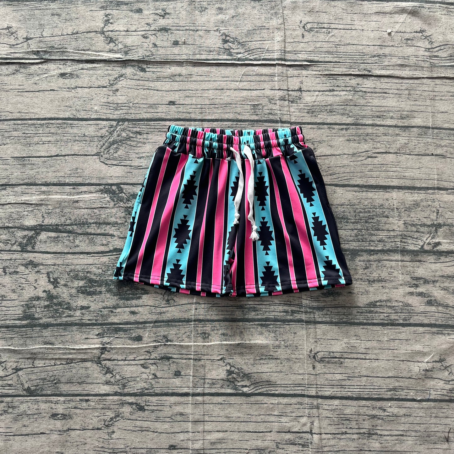 S0548 Preorder Sample Baby Boy Aztec Stripe Swimming Trunks Summer Shorts