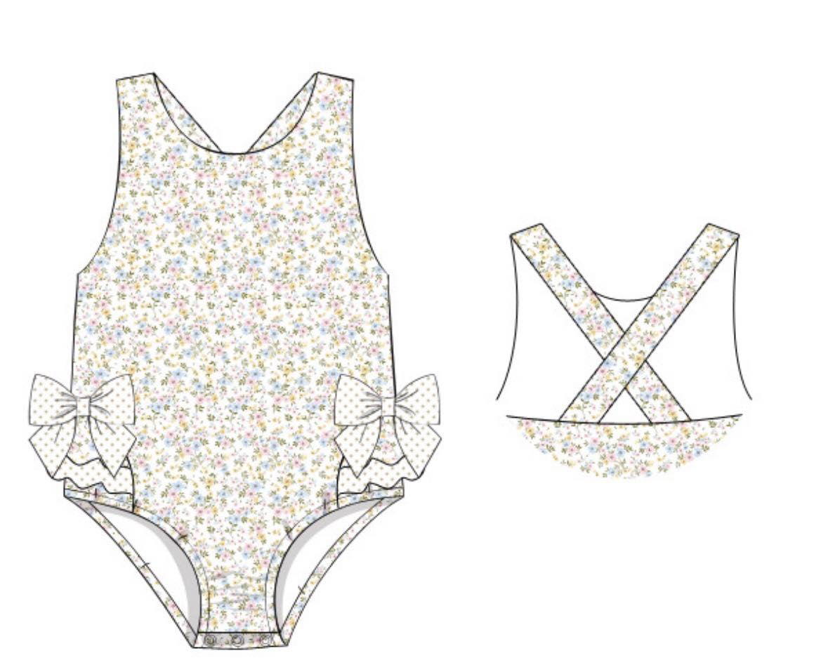 Pre-order no moq S0723 pre-order baby girl clothes summer floral sleeveless swimsuit-26.1.12