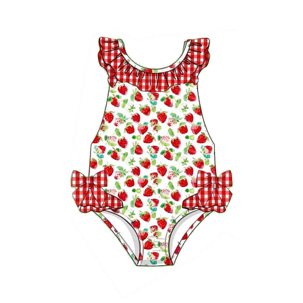 Pre-order no moq S0730 pre-order baby girl clothes summer strawberry sleeveless swimsuit-26.1.23