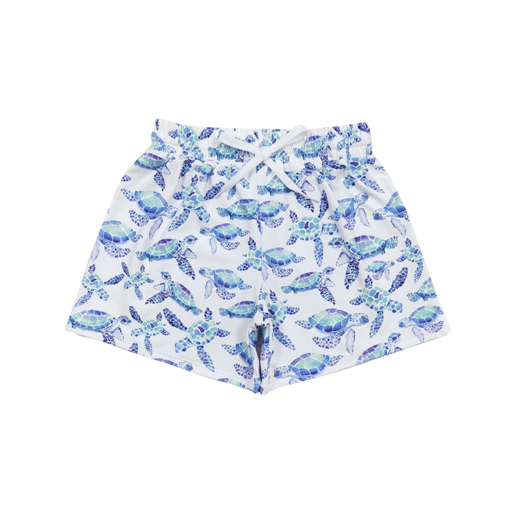 S0763 Preorder Baby Boy Blue Tortoises Plaid Swimming Trunks Bottom