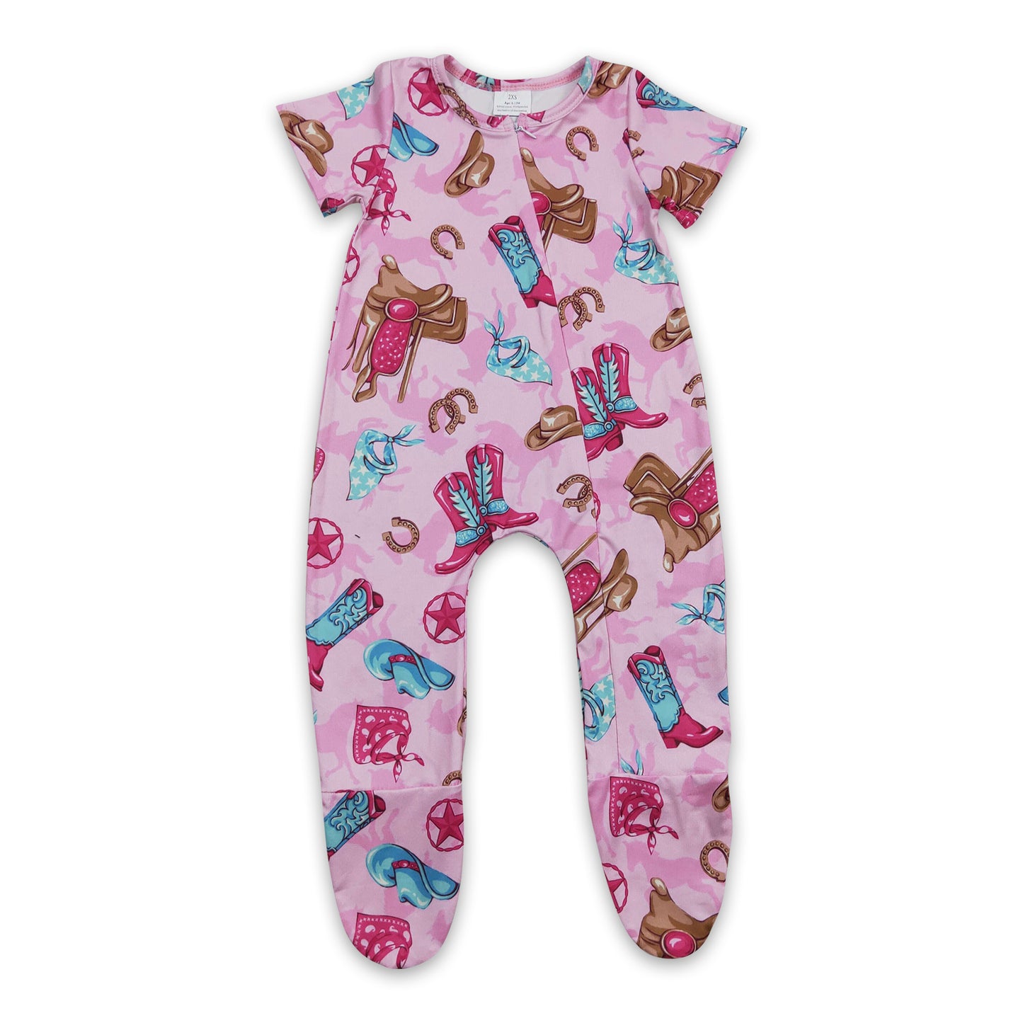 5.12 RTS NO MOQ SR0194 Boots Hat Star Pink Short Sleeve Jumpsuit