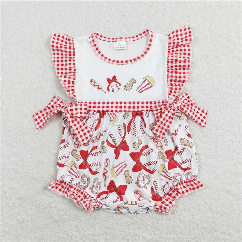 Baby Girl Sets Kids Knee Length Dress Baseball Bows Sibling Sister Rompers Clothes