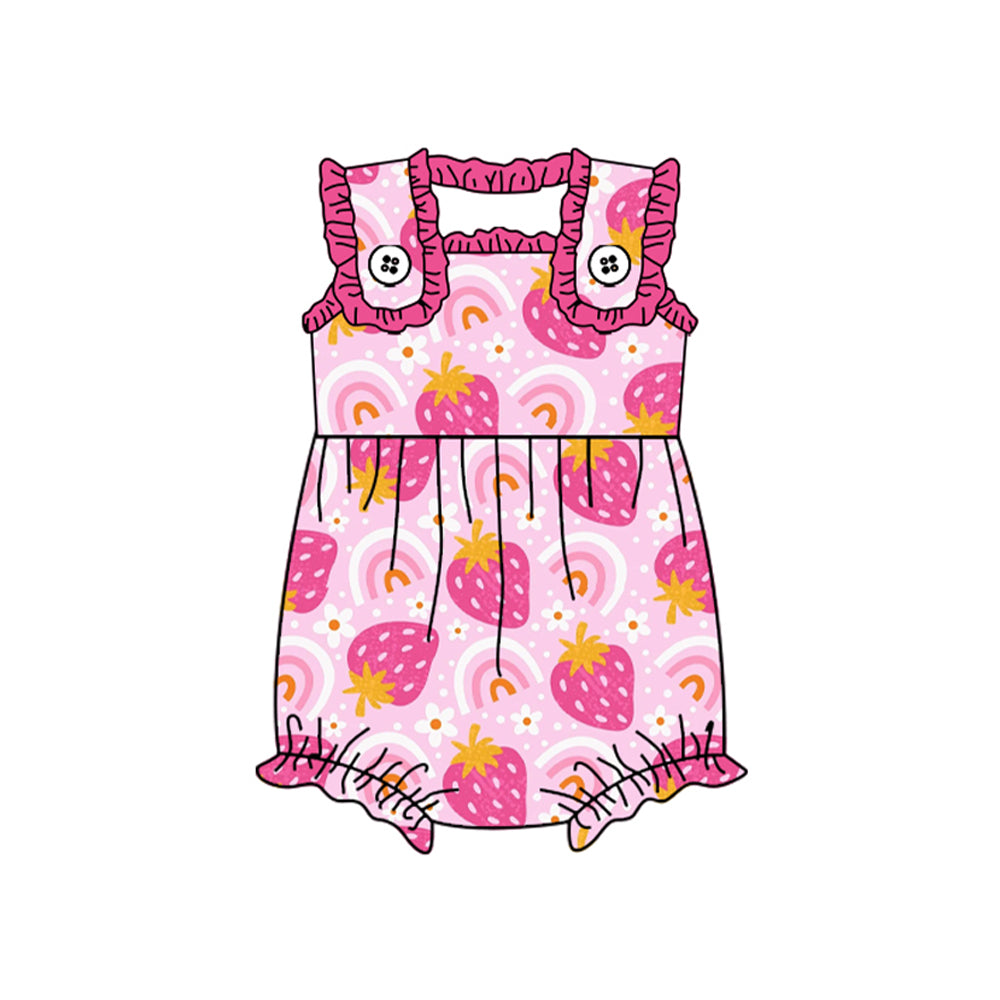 SR2050 Baby Infant Girls Rainbow Strawberry Pink Rompers preorder