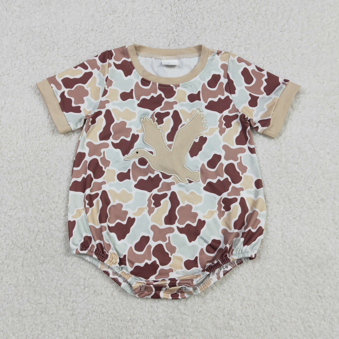 Sibling Baby boy clothes camouflage duck puppy short sleeve Rompers