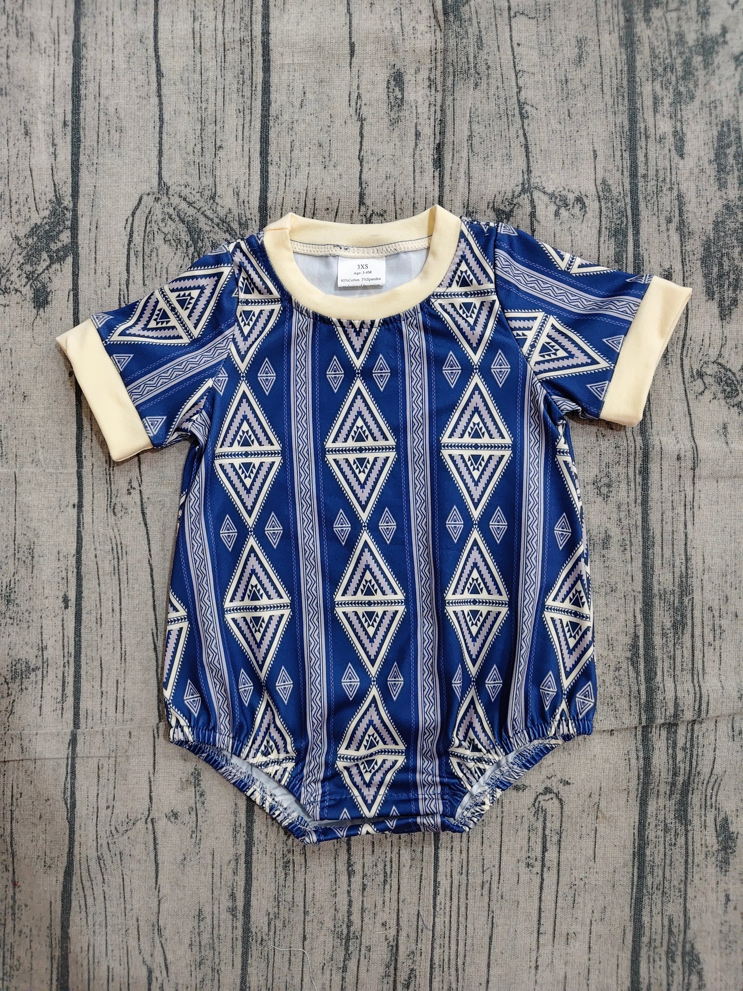 SR3713 Preorder Sample Baby Boys Short Sleeve Western Aztec Rompers