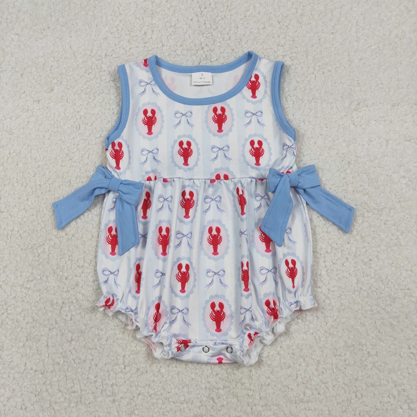 Sibling Baby Girls clothes lobster bow short sleeve shorts Clothes Sets and Dresses and romper