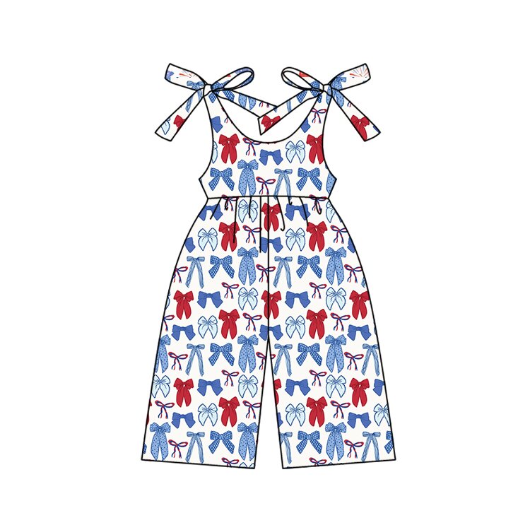 Pre-order no moq SR3876 pre-order baby girl clothes bow suspender summer jumpsuit-25.12.29