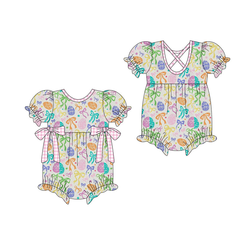 Pre-order no moq SR3968 pre-order baby girl clothes bunny eggs short sleeve bubble-26.1.13