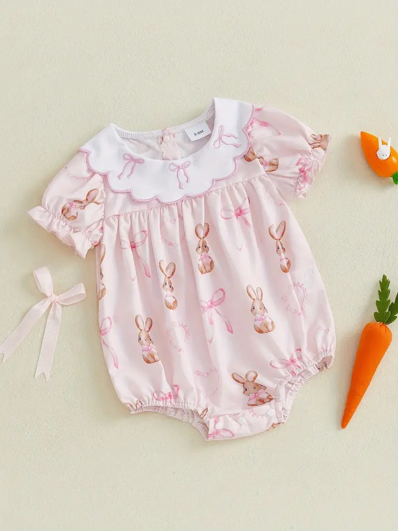 Pre-order no moq SR3984 pre-order baby girl clothes bunny bow short sleeve bubble-26.1.14