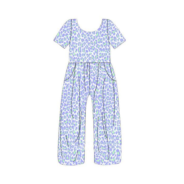 Pre-order no moq SR3988 pre-order baby girl clothes summer leopard short sleeve jumpsuit-26.1.15