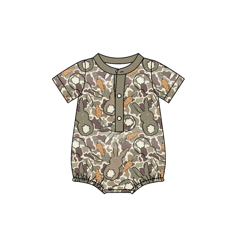 Pre-order no moq SR4009 pre-order baby boy clothes easter bunny camouflage short sleeve bubble-26.1.19