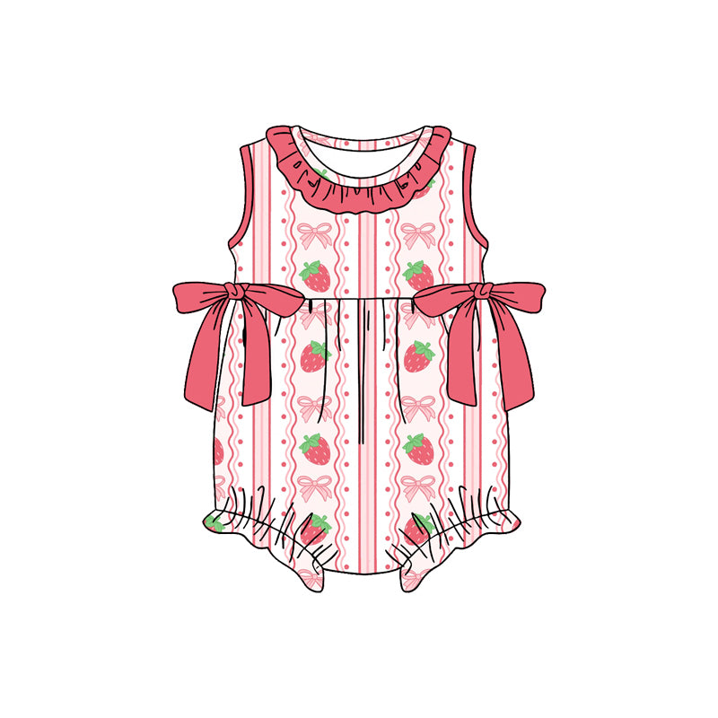 Pre-order no moq SR4011 pre-order baby girl clothes strawberry bow vest bubble-26.1.21