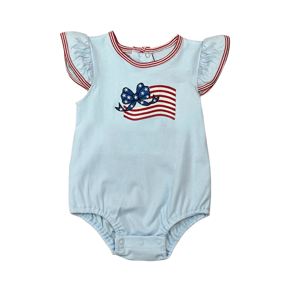 Pre-order no moq SR4017 pre-order baby girl clothes puppy flag flying sleeve bubble-26.1.21