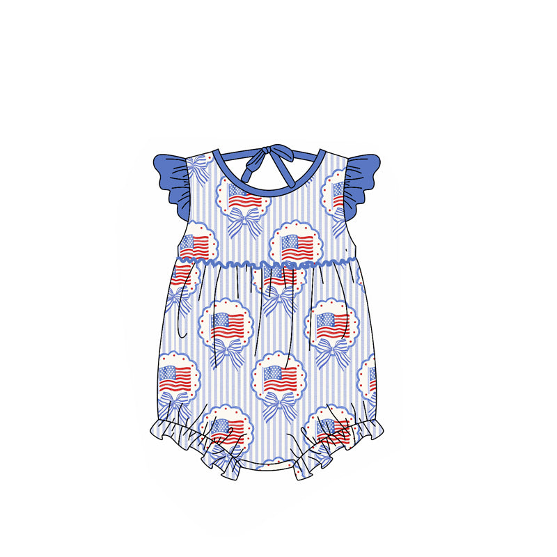 Pre-order no moq SR4029 pre-order baby girl clothes flag bow flying sleeve bubble-26.1.24