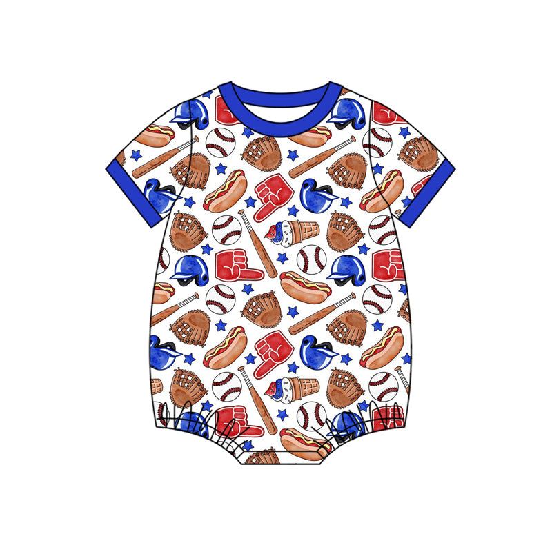 Pre-order no moq SR4030 pre-order baby boy clothes baseball blue short sleeve bubble-26.1.25