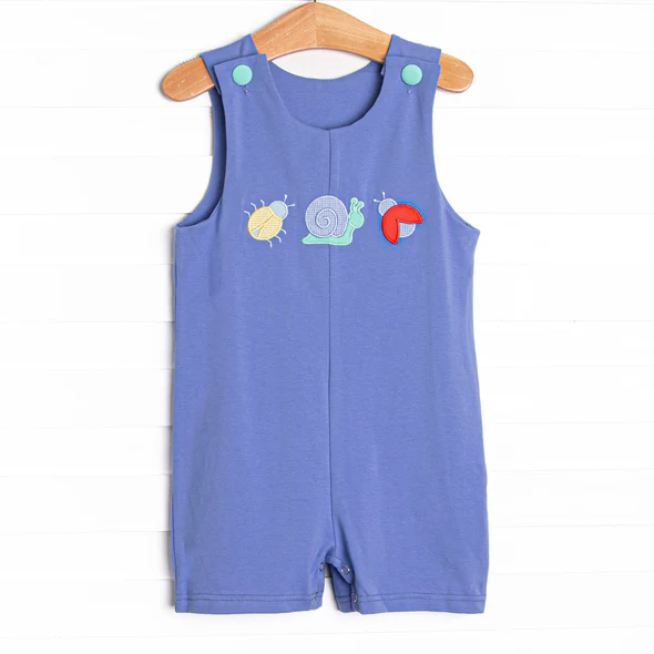 SR4036 Preorder Baby Boy Sleeveless Ladybirds Snails Rompers