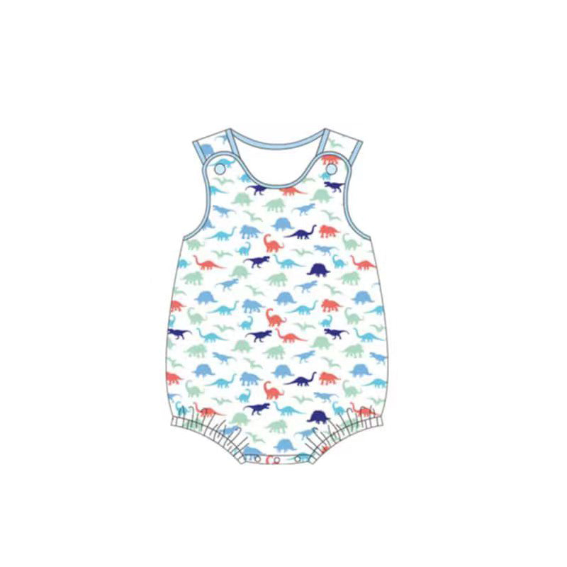 SR4096 Preorder Baby Boy Sleeveless Colorful Dinosaurs Rompers