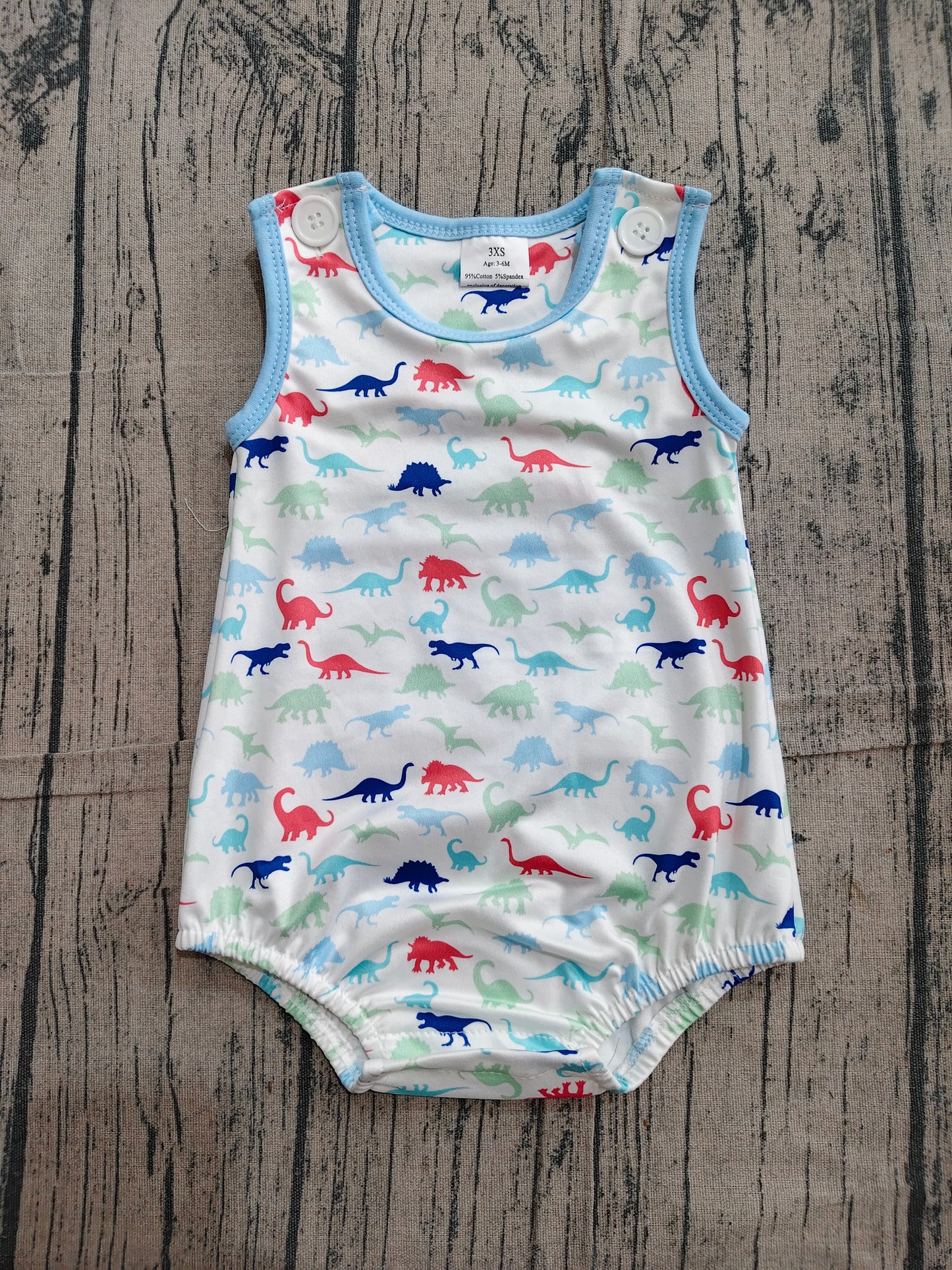 SR4096 Preorder Sample Baby Boys Sleeveless Colorful Dinosaurs Rompers