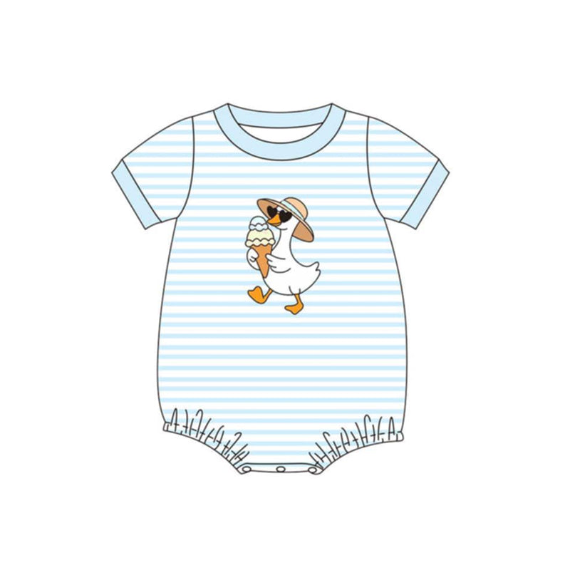 SR4102 Preorder Baby Boy Blue Stripe Ice Cream Gooses Rompers