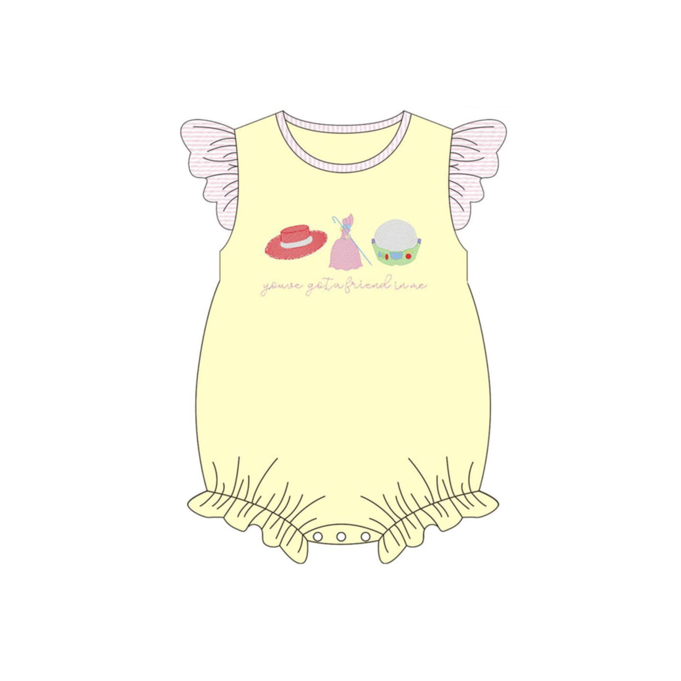 SR4105 Preorder Baby Girl Yellow Flutter Sleeve Hats Dresses Ruffle Rompers