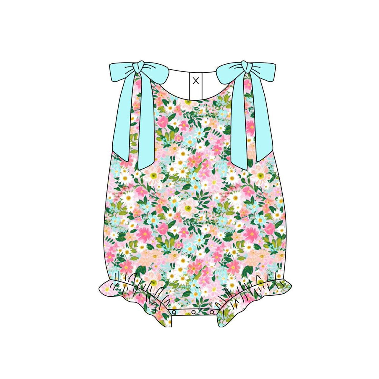 SR4111 Preorder Baby Girl Sleeveless Colorful Floral Ruffle Rompers