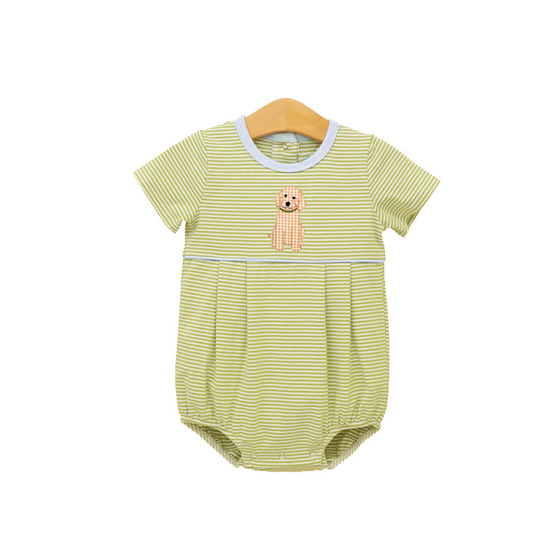 SR4140 Preorder Baby Boy Short Sleeve Dogs Stripe Hunting Rompers