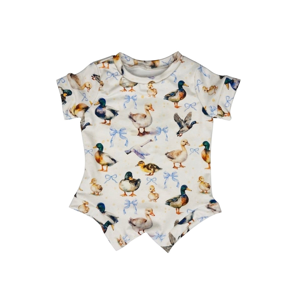 SR4163 Preorder Baby Boys Short Sleeve Ducks Bows Plaid Hunting Romper