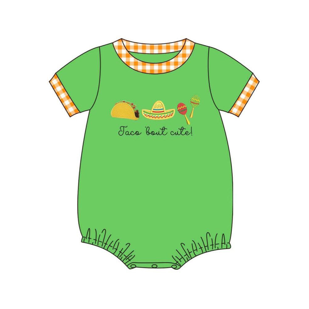 SR4167 Preorder Baby Boys Green Short Sleeve Jaco Bout Cute Candy Romper