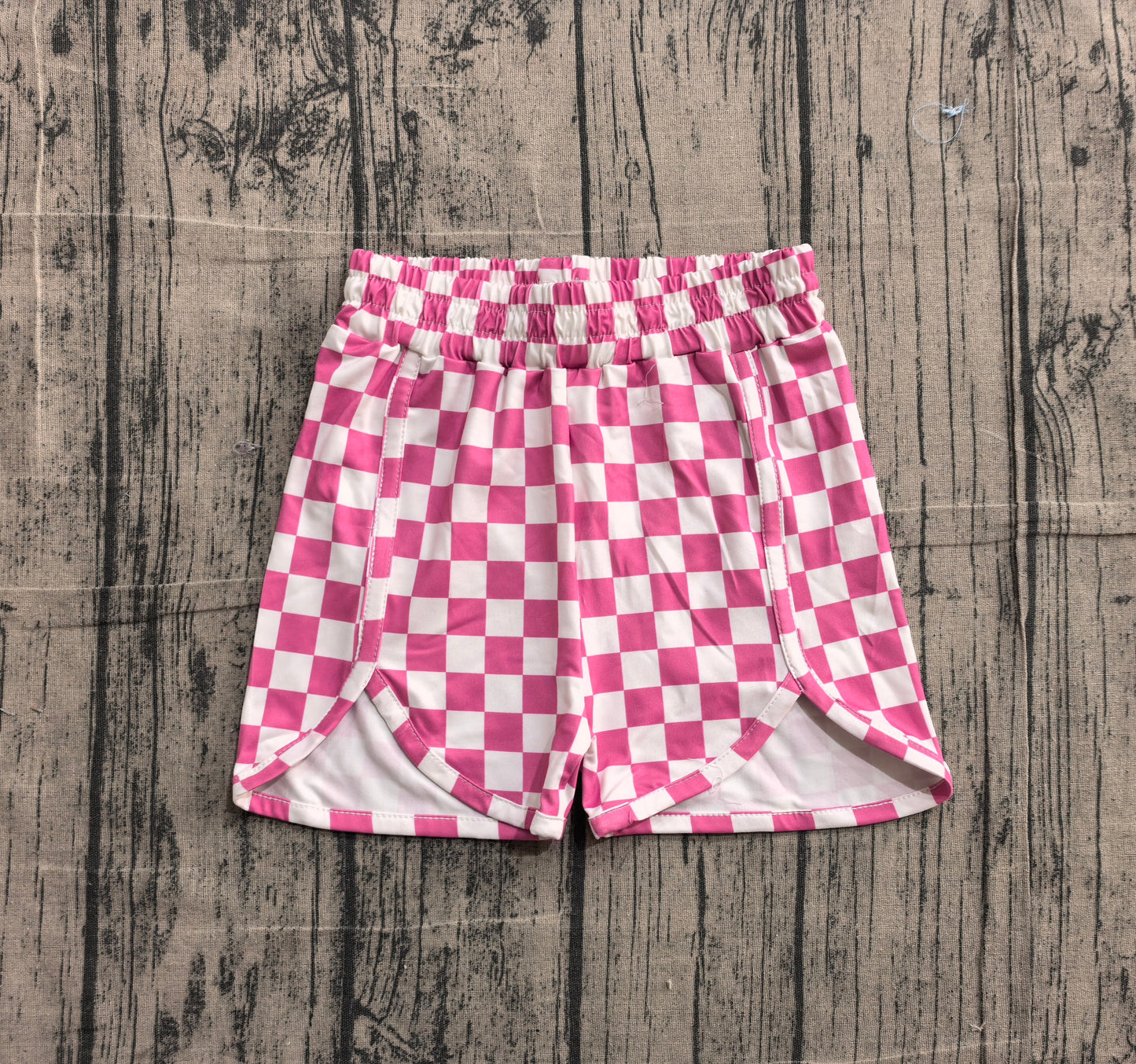 SS0431 Preorder Sample Baby Girls Pink Checkered Shorts Bottoms