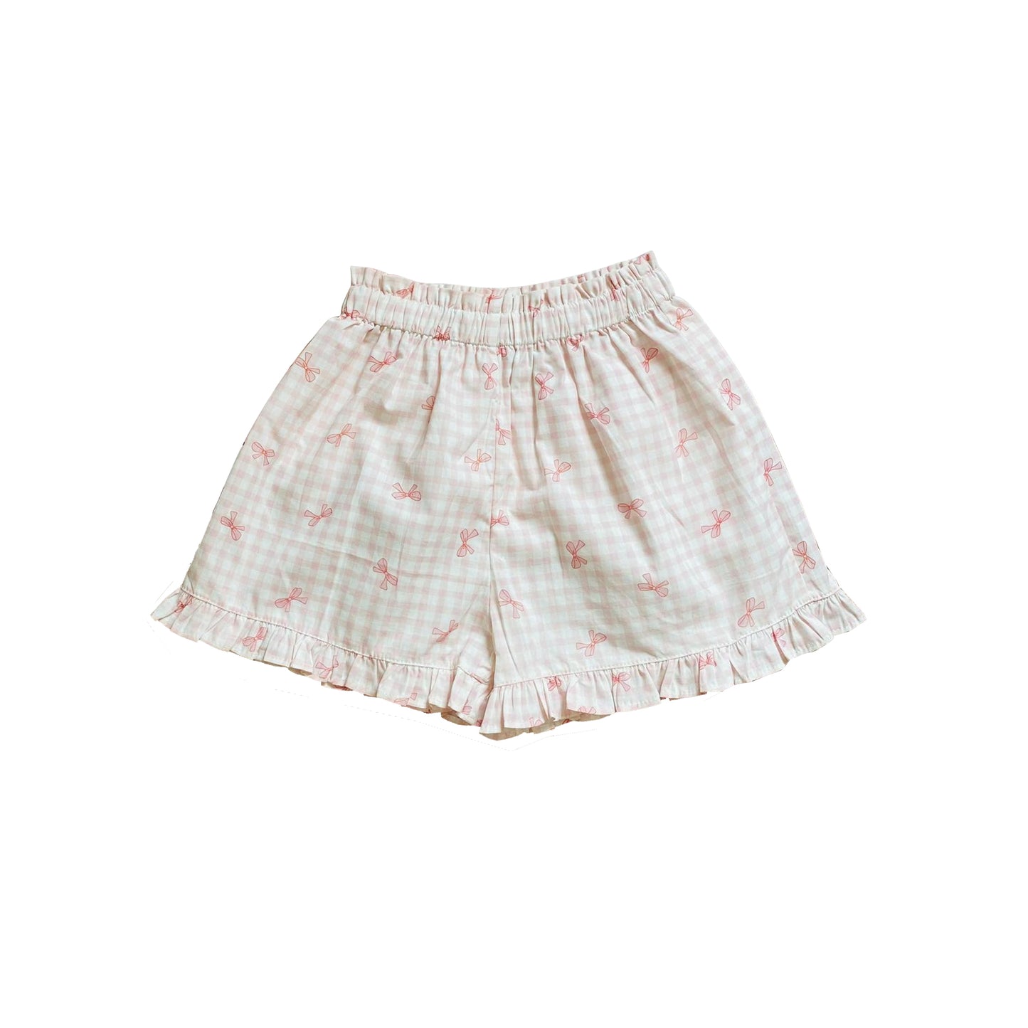 Pre-order Baby Girl Pink White Plaid Bows Ruffle Shorts Bottom SS0840